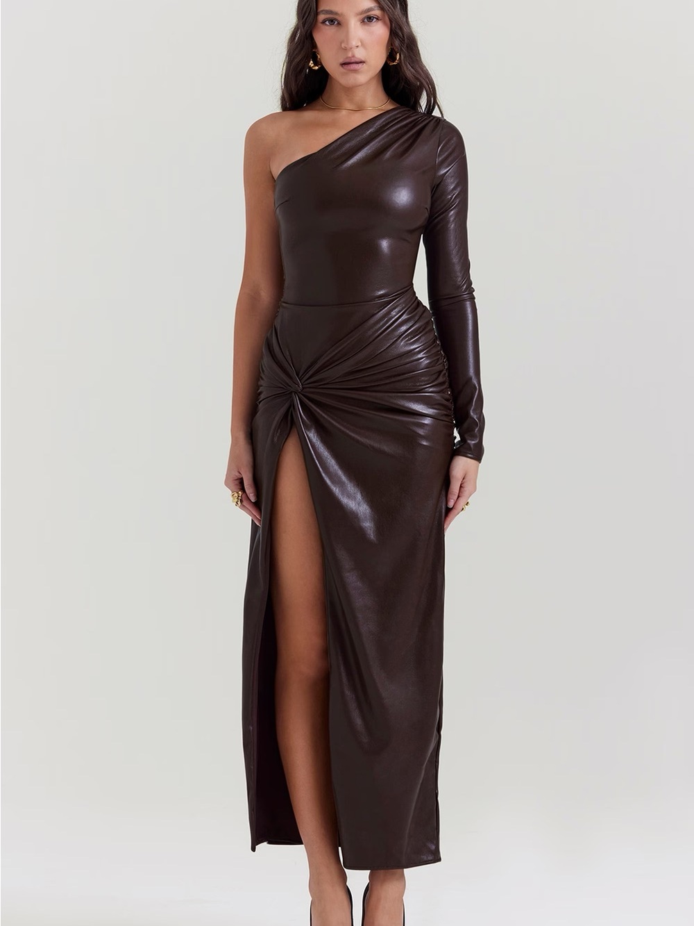 House of CB - OCTAVIA
Cocoa Vegan Leather Maxi Dress  New with tags